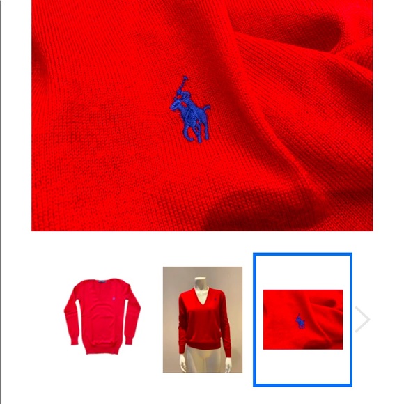 Red Ralph Polo extra fine Marino wool v neck jumper sweater - Picture 2 of 4